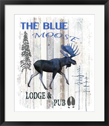 Framed Blue Moose Print