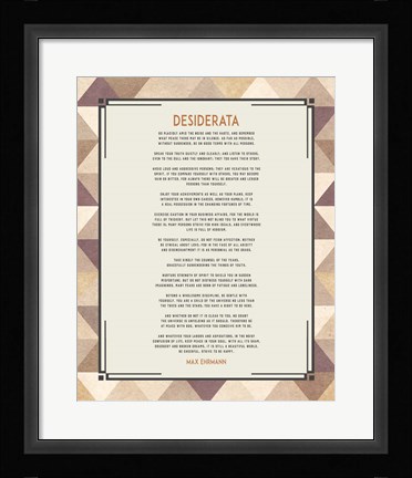 Framed Desiderata Triangle Pattern Frame Beige Print