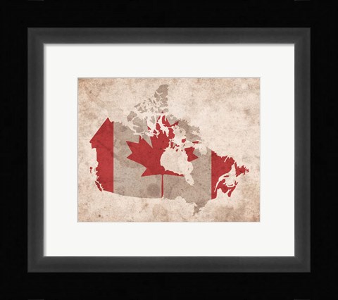 Framed Map with Flag Overlay Canada Print