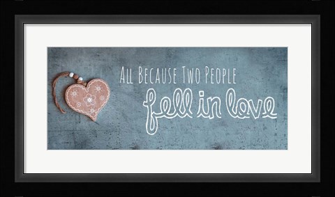 Framed Two People Fell in Love Wood Pendant Print