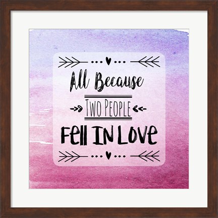 Framed Two People Fell in Love Magenta Ombre Print