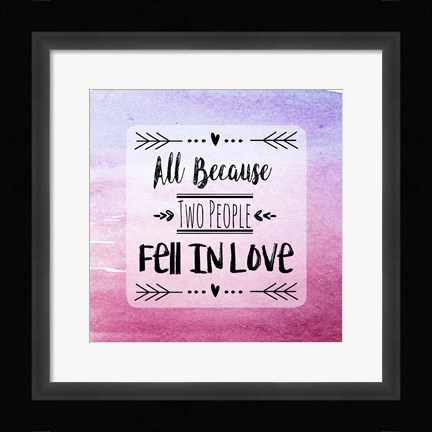 Framed Two People Fell in Love Magenta Ombre Print