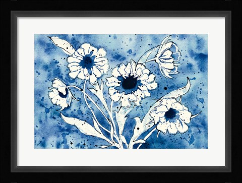 Framed Batik Flowers Crop Print