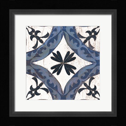 Framed Downtown I Indigo and Cream Print