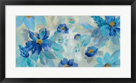 Framed Blue Flowers Whisper I Print