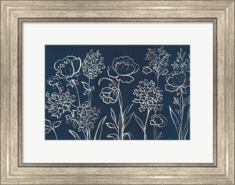 Framed Indigo Floral I Print
