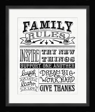 Framed Family Rules II Print