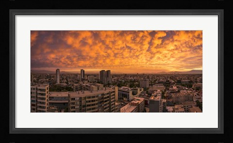 Framed Cityscape at Sunset, Santiago, Chile Print