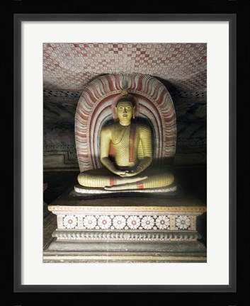 Framed Buddha Statue, Dambulla Cave Temple, Sri Lanka Print