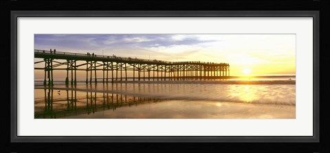 Framed Pier at Sunset, Crystal Pier, Pacific Beach, San Diego, California Print