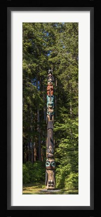 Framed Totem Pole in Forest, Sitka, Southeast Alaska Print