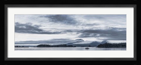 Framed Fishing Boat and Mt Edgecumbe, Sitka, Southeast Alaska Print