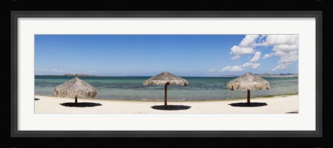 Framed Sun Shade on the Beach of La Paz, Baja California Sur, Mexico Print