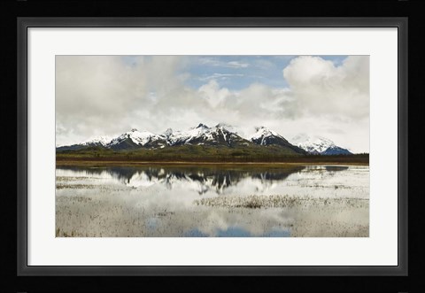 Framed Snowcapped Chugach Mountains in Copper River Delta, Chugach National Forest, Alaska Print