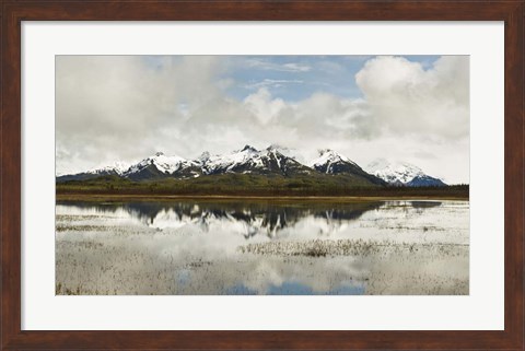 Framed Snowcapped Chugach Mountains in Copper River Delta, Chugach National Forest, Alaska Print