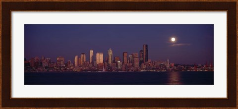 Framed Seattle Skyline at Night, Seattle Print