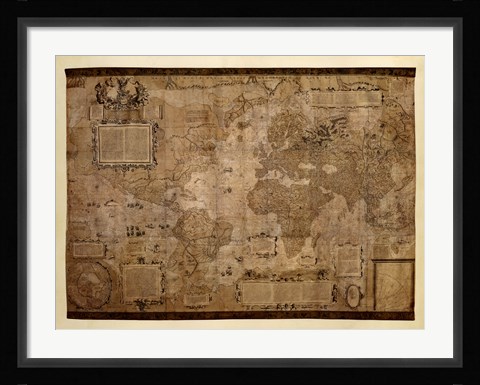 Framed Map of the World, c.1500's (antique style) Print