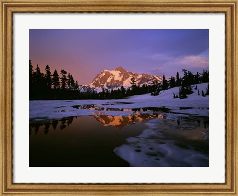 Framed Picture Lake at Sunset, Cascade National Park, Washington Print