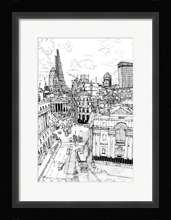 Framed B&amp;W City Scene III Print