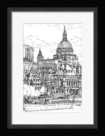 Framed B&amp;W City Scene X Print