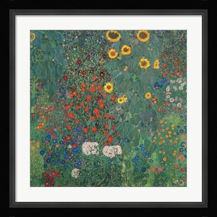 Framed Garden with Sunflowers Print
