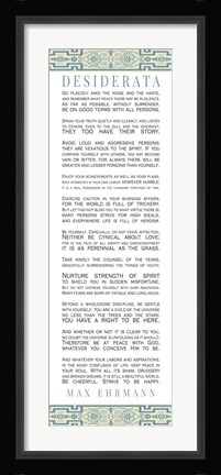 Framed Desiderata Bus Roll Blue Pattern Print