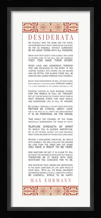 Framed Desiderata Bus Roll Red Pattern Print