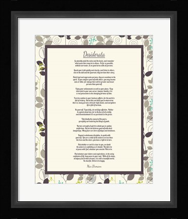 Framed Desiderata Leaf Pattern Frame Light Print