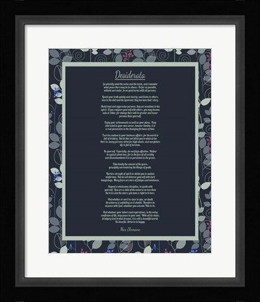 Framed Desiderata Leaf Pattern Frame Dark Print