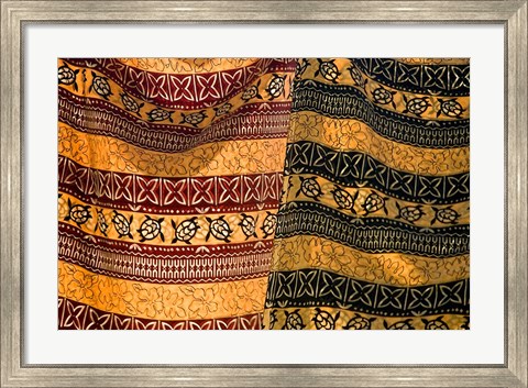 Framed Fiji, Yasawa Islands Colorful fabrics with prints Print