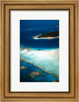Framed Aerial of Castaway Island, Mamanuca Islands, Fiji Print
