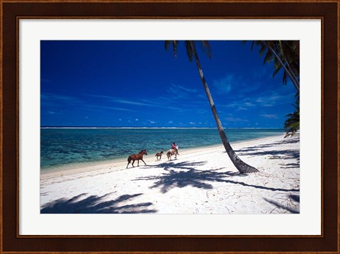Framed Horses on Beach, Tambua Sands Resort, Coral Coast, Fiji Print