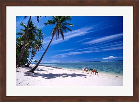 Framed Girl on Beach and Coconut Palm Trees, Tambua Sands Resort, Fiji Print