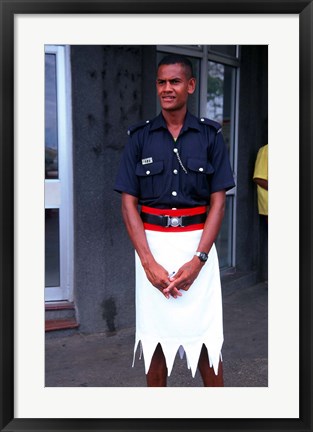 Framed Police Officer, Sigatoka, Fiji Print