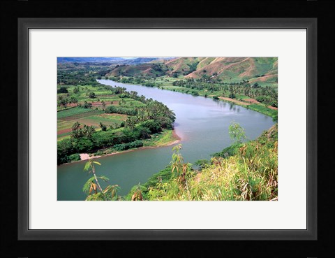 Framed Sigatoka River Seen From Tavuni Hill Fort, Coral Coast, Viti Levu, Fiji Print