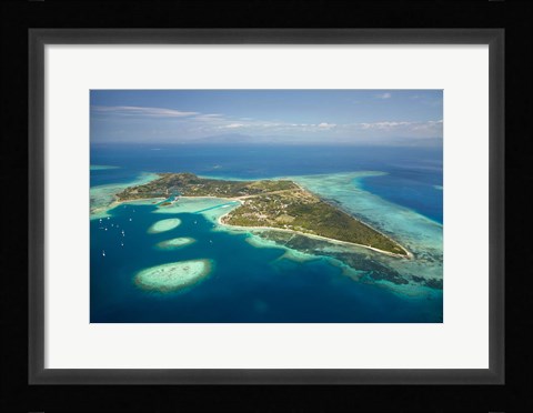 Framed Coral reef and Malolo Lailai Island, Mamanuca Islands, Fiji Print