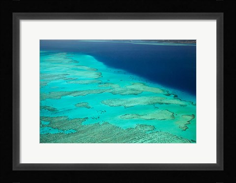 Framed Malolo Barrier Reef and Malolo Island, Mamanuca Islands, Fiji Print