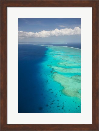 Framed Ariel View of Malolo Barrier Reef and Malolo Island, Fiji Print