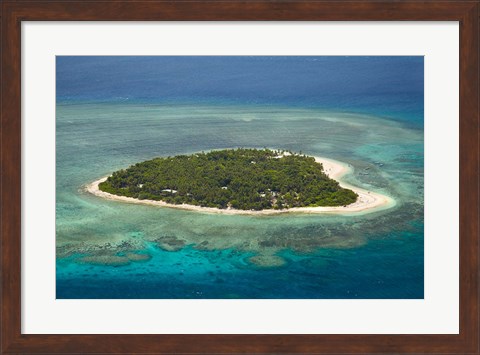 Framed Tavarua Island and coral reef, Mamanuca Islands, Fiji Print