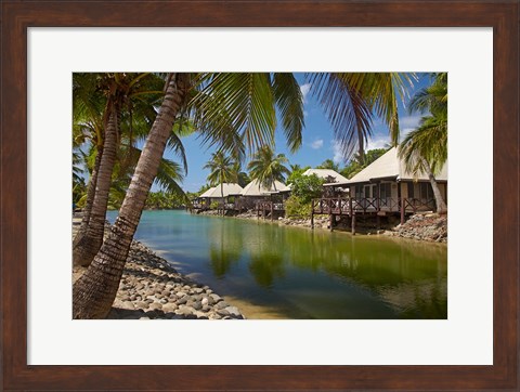 Framed Lagoon Bures, Musket Cove Island, Malolo Lailai, Fiji Print