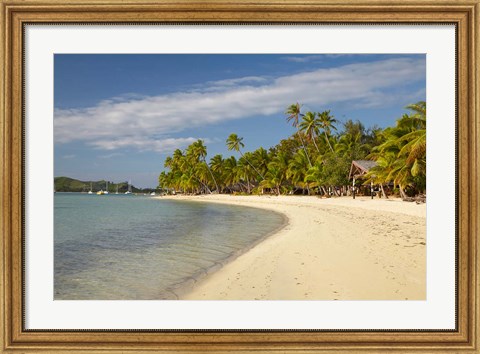 Framed Beach and palm trees,  Malolo Lailai Island, Mamanuca Islands, Fiji Print