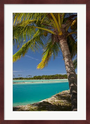 Framed Palm trees and lagoon entrance, Musket Cove Island Resort, Fiji Print