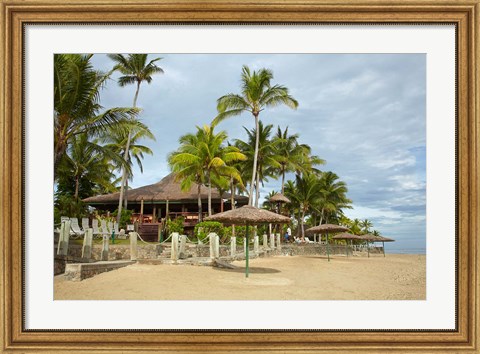 Framed Beach at Outrigger on the Lagoon Resort, Coral Coast, Fiji Print
