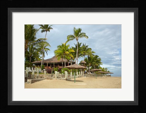 Framed Beach at Outrigger on the Lagoon Resort, Coral Coast, Fiji Print