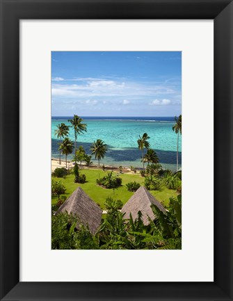 Framed Crusoe&#39;s Retreat and coral reef, Coral Coast, Viti Levu, Fiji Print