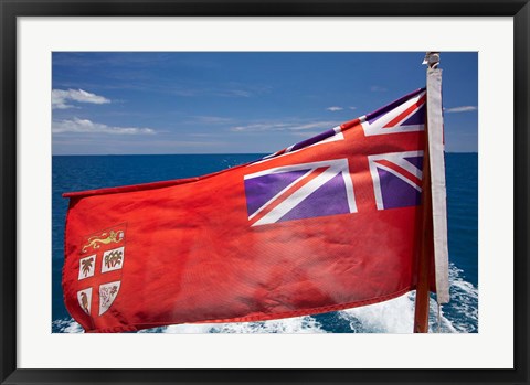 Framed Fiji Merchant Ensign flag, ferry, Viti Levu, Fiji Print