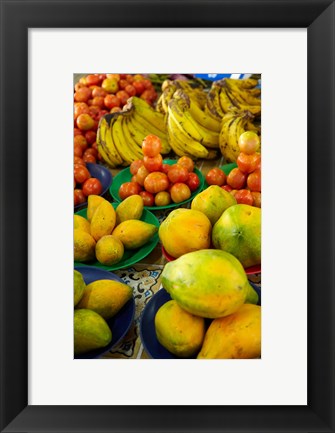 Framed Pawpaw/Papaya, tomatoes and bananas, Sigatoka Produce Market, Sigatoka, Coral Coast, Viti Levu, Fiji Print