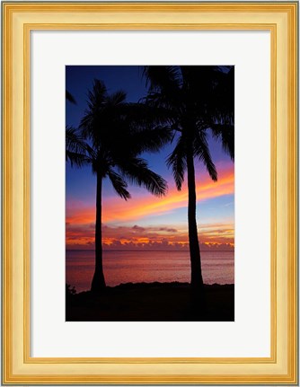 Framed Sunset and palm trees, Coral Coast, Viti Levu, Fiji Print