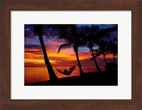 Framed Hammock, Travel, Coral Coast, Viti Levu, Fiji Print