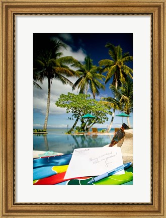 Framed Poolside, Beqa Lagoon Resort, Beqa Island, Fiji Print